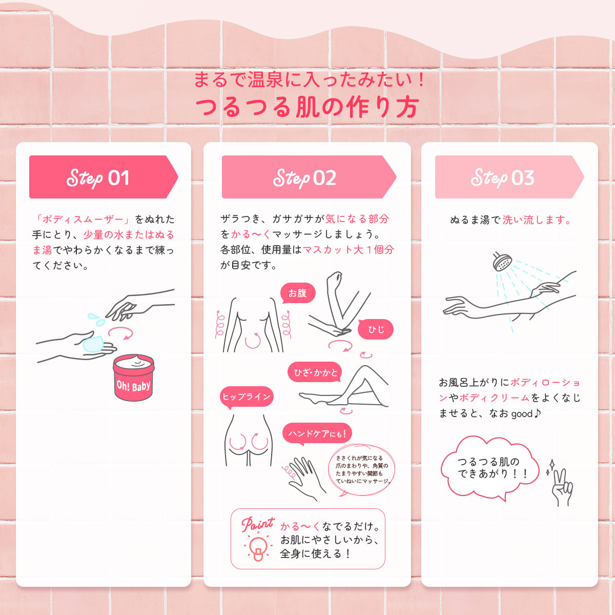 つるつる肌の作り方