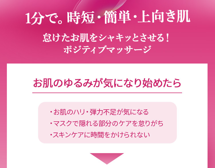 1分で。時短、簡単、上向き肌　ハリ　弾力　ほうれい線　マスク　リフトアップ