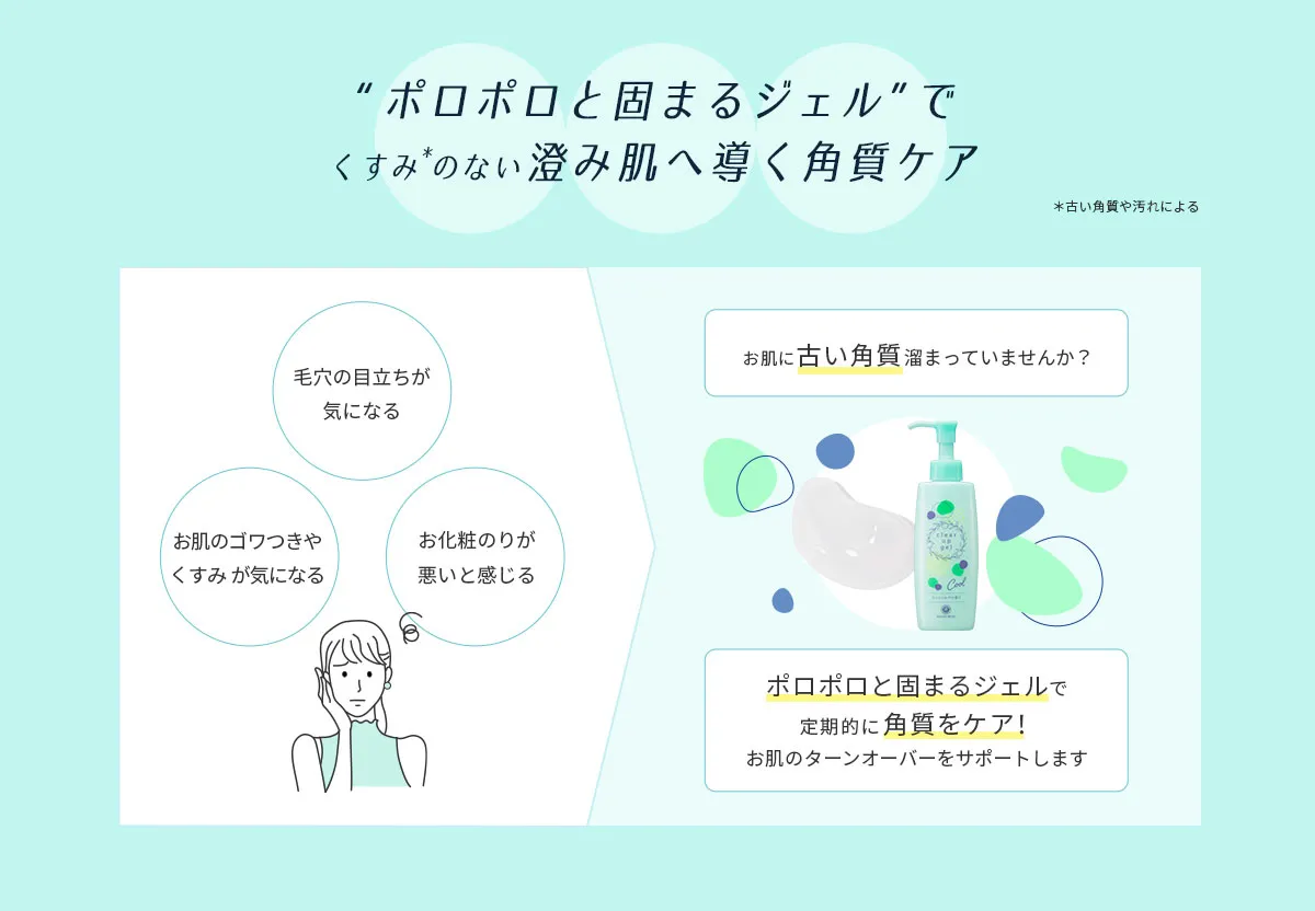 ポロッ!キュッ！つるっ！で くすみのない晴れ渡る、澄んだ素肌へ