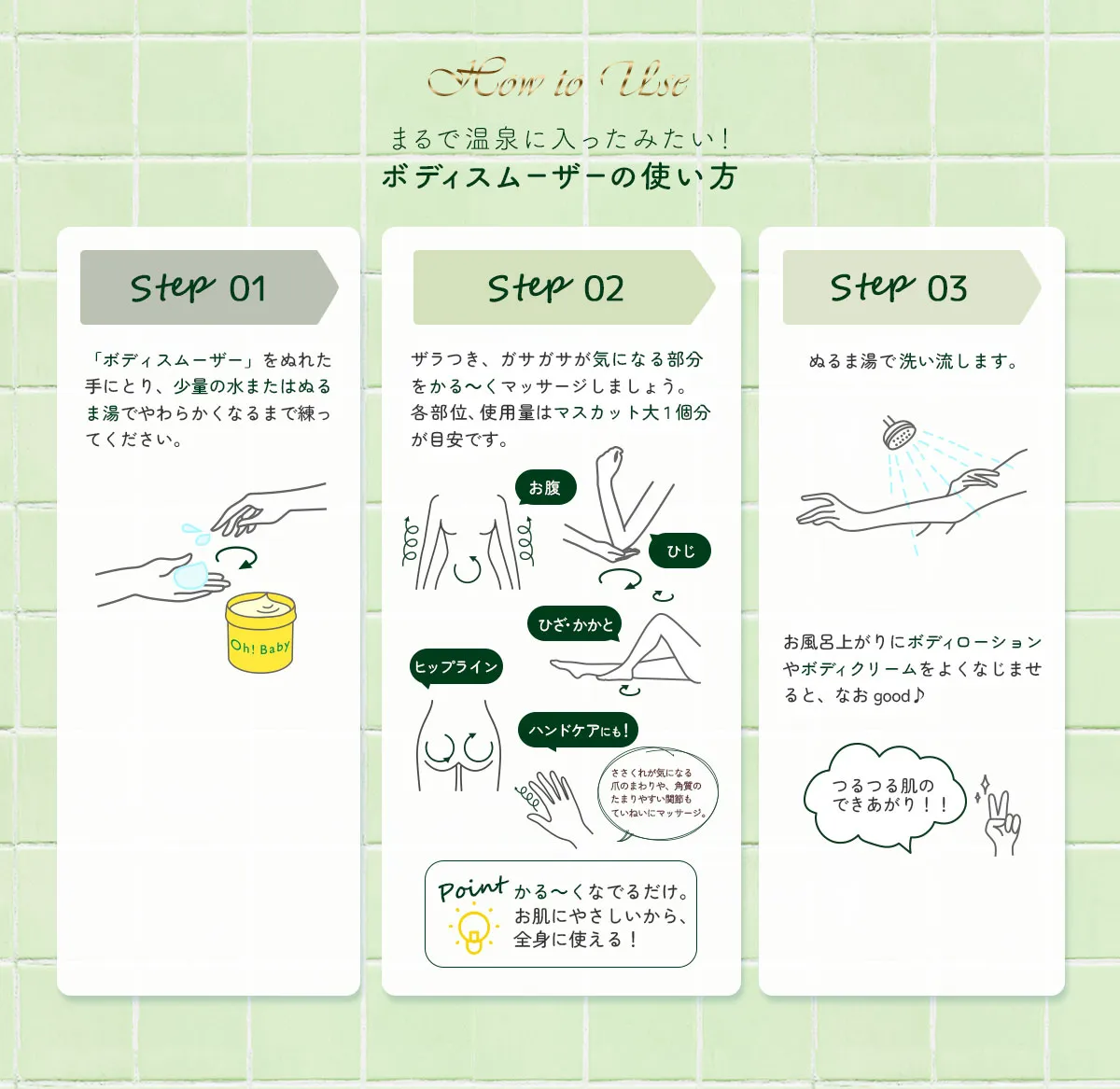 つるつる肌の作り方