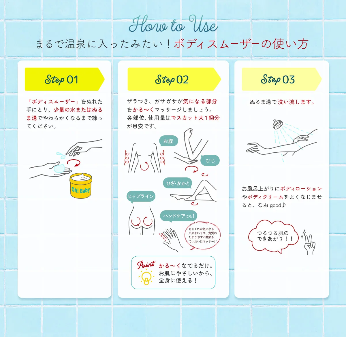 つるつる肌の作り方