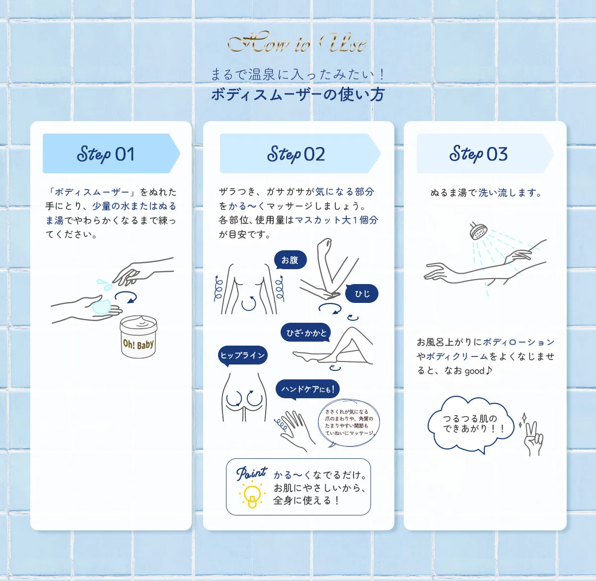 つるつる肌の作り方