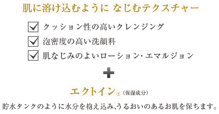 肌に溶け込むように なじむテクスチャー＋エクトイン