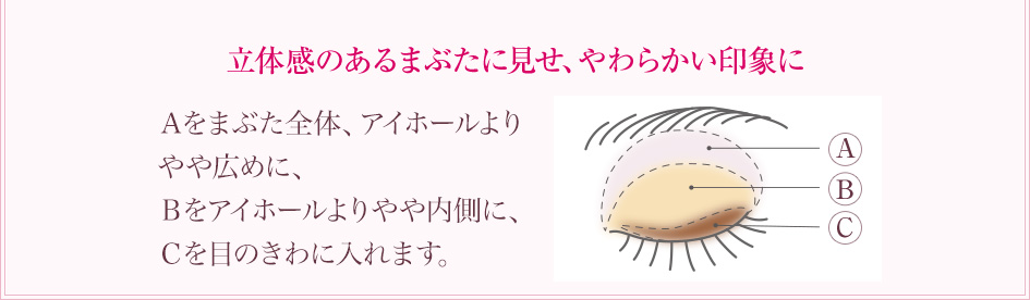 立体感のあるまぶたに見せ、やわらかい印象に